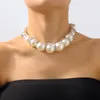 Frauen elegante große Perle Collares Halskette Damen Clavicle Wrap Kristallkette Halsketten Choker Party Zubehör