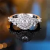 Ring Pierścień luksusowy cały biały cyrkon okrągła obrączka ślubna solidne klasyczne obietnicę nośną pierścionek zaręczynowy damskie prezenty biżuterii na imprezę 231115