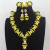 Halsbandörhängen Set Yellow/Black African Beads Jewelry Party Crystal Pendant Armband Födelsedagspresent E0087