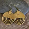 Boucles d'Oreilles Pendantes Ethnique Rond Bronze Creux Crochet Pour Femme Vintage Or Couleur Métal Demi-Cercle Fait Main