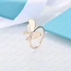 مصممون مزدوج حلقات فرقة T-chape افتتاح 925 Sterling Silver Diamond Pearl Oyster Ring Classic Woman Jewelry مع حقيبة أصلية