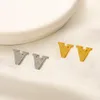 2024 Diseñadores Pendientes de marca Letra Ear Stud Mujeres Diamante Perla Sier Chapado en oro Pendiente geométrico de acero inoxidable para niñas Fiesta de bodas Accesorios de joyería