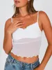 Serbatoi da donna Donna Basic Maglia in pizzo Canotta Lattuga Trim Casual Estate Scollo a V Senza maniche Crop Top per Streetwear Clubwear