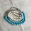 Strang 33 türkisfarbene Perlen, Steinarmbänder, buddhistisches Rosenkranz-Armband, Gebetsperlen, ausgleichendes Charm-Armband, Unisex-Schmuck, Geschenk