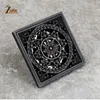 Drains ZGRK Square 10*10 Floor Black Brass Shower Strainer Cover Balcony Bathroom Accessories Grate Waste 230414