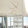 Chandeliers Lights Modern Golden Luxury Duplex Villa Staircase Large Dining Circular Ring Shaped High Living Room Lamp