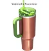 البطيخ Moonshine H2.0 40oz من الفولاذ المقاوم للصدأ الكوب من الكؤوس مع مقبض السيليكون غطاء القش سفر أكواب السيارات الاستمرار في شرب زجاجات المياه الباردة G1206