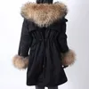 Mulheres Down Parkas 2023 Maomaokong Jaqueta de Inverno Mulheres Grande Natural Real Raccoon Fur Collar Casaco Feminino Roupas Forro Interno Removível 231114