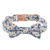 Dog Collars Adjustable Collar Cat Bow Tie Pet Bowknot Loops Bundle With Daisies Flower Patterns Floral Print For Walk Party Christmas