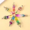 Multicolour gradiënt genezing kristal hanger draadomslag zeshoekige pendulum charme hanger voor sleutelhanger en ketting