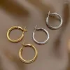 Boucles d'oreilles cerceau classique coréen rétro métal rond petit pour les femmes Simple délicat or argent couleur bijoux de mode 2023