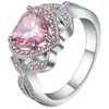 Clusterringen Hainon Hartring Fancy Pink Wedding Promise Betrokkenheid Mooie vrouwen sieraden feest zilveren kleur