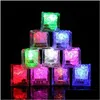 Autres fournitures de fête festives LED étanche Ice Cube MTI Couleur Clignotant Lueur dans les cubes sombres Bars Anniversaire de mariage Noël Festi Dhxdc