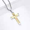 Pendant Necklaces Hip-Hop Refraction Rays Cross Men Stainless Steel Necklace God Bless Pray Religious Jewelry