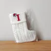 Witte kleur Kerstsokken Breien Sneeuwvlok Brief Kous Kerstdecoratie Voor Thuis Kerstboom Ornament Geschenken