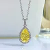 Pendants Spring Qiaoer 925 SERRING 5CT PEU PEU CUT CITRINE SAPHIRE Collier pendentif en pierre de pierre Femme 18K Bijoux plaqué d'or blanc