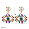 S3582 Moda Takı Kadınlar Açısı Gözü Sarkık Küpe Renkli Rhinestone Kötü Gözler Küpe