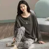 Women's Sleep Lounge Pajamas women's spring and autumn long-sleeved autumn and winter homewear women's plus size simple cotton loose suit outer wear zln231115