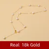 Colares Pingente Zhixi Real 18K Jóias De Ouro Natural Pérola Colar Pendnat Pure Au750 O Cadeia Todo O Céu Star Party Presente Para Mulheres X611 231115