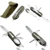 Juegos de vajilla Ejército Verde Plegable Portátil de acero inoxidable Cam Picnic Cubiertos Cuchillo Tenedor Cuchara Abrebotellas Cubiertos Vajilla Tra Dhgvu