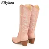 Buty Eilyken designer-wysokie buty dla kobiet Kobiet spiczasty palec u nóg ręcznie robione hafty haftowe kowbojki Western Cowboy Booties wysokie obcasy buty 231115