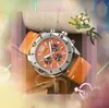 Haut de gamme élégant bracelet en cuir noir marron montres pour hommes heure automatique chronographe jour date horloge mouvement à quartz bracelet de loisirs cool président montre-bracelet cadeaux