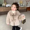 Ceket Moda Kız Kürk Uzun Kollu Kış Sıcak Sıcak Sahte Kürk Kürk Düz Renk Bebek Kız Kalın Ceketler Çocuk Top CH196 J231115