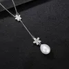 Pearl Pendant Necklace S925 Silver 3A Zircon Flower Vintage Halsband Pläterad 18K Guldkrage Kedja Utsökta smycken Kvinnors bröllopsfest Valentine's Day Gift SPC