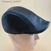 Berets Formal Business Mulheres Homens Boina Chapéu PU Couro Homens Newsboy Cabbie Ivy Cap Preto Marrom Clássico Modo Colocação SuitL231115