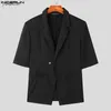 Chaquetas para hombres Tops 2023 Estilo coreano Silueta para hombre Hombreras Sólido Blazer Casual Fiesta All-Match Traje de trineo corto S-5XLL231115