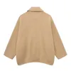 Damen Pelz Kunstpelz TRAF Camel Cape Übergroßer Mantel für Frauen Kurzer Kunstwollmantel Frau Winter Herbst Button Up In Jacken Warme Damenmäntel 231115