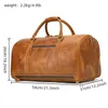 Duffel Bags Men Crazy Horse Leather Travel Sack темно -коричневый 22 -дюймовый большой винтажный коров