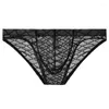 Underpants Men Sexy Sheer Mesh Briefs Bulge Pouch Underwear Low Waist Ultra-thin Panties Mens Transparent Breathable Cueca Homme