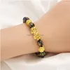 Boncuklu vollae 10mm boncuklar obsidiyen pixiu altı karakterli mantra Buddha boncuk elastik bileklik erkekler için elastik bileklik altın takı vbr112 damla şarküteri dhjl2