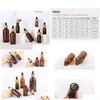 Packing Bottles Wholesale Natural Bamboo Wooden Amber Glass Essential Oil Dropper Bottles 10Ml 15Ml 20Ml 30Ml 50Ml Cosmetic Containers Dhjod