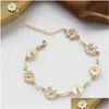 Charm Bracelets Voleaf Dainty Pearl Daisy Bracelet For Women Adjustable Enamel Flower Jewelry With Charms Vbr137 Drop Delivery Jewelry Dhpav