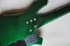 Guitare basse électrique 6 cordes vert métallisé gaucher avec logo d'offre de matériel chromé / personnalisation de la couleur