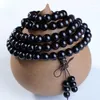 Strand Bracciale in legno di sandalo nero di alta qualità Uomo Donna Braccialetti con perline in legno naturale di ebano Meditazione buddista Preghiera Mala 6/8mm 108