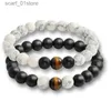 Chaîne 2 pièces/ensemble Bracelets pour femme lave pierre naturelle blanc et noir Yin Yang hommes Bracelet perlé Couples Distance Yoga BanglesL231115