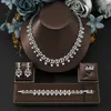 Necklace Earrings Set Fashion Women Pearl Flower Design Cubic Zircon Bridal Bracelet Ring Earring 4PC Women's Wedding Jewelry