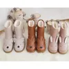 Bottes Petit singe animaux de bande dessinée enfants bottes de neige en cuir véritable lapin enfants chaussures hiver chaud en peluche filles mignon baskets garçon 231115