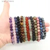 Chain Natural Stone Round Beads Bracelet Amethyst Rose Quartz Chakra Healing Crystal Elastic Stretch Bangle For Women Men Jewelry GiftL231115