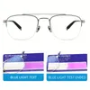 Sunglasses Classic Pure Titanium Lightweight Glasses Simple Square Frame Half Rim Anti Blue Light For Women Men Students Daily