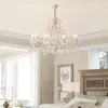 Hängslampor American Country Chandelier Simple Living Room sovrum matljus retro vit café klädbutik kristall
