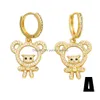 Charm Gold Plated Hoops Cute Hollow Cat Earrings For Women Copper Cz Rhinestone Hie Animal Jewelry Drop Delivery Jewelry Earrings Dh7Sf