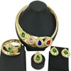 Necklace Earrings Set 2023 Est Italian Gold Plated Woman Ladies Wedding Exaggerated Bracelet Ring FHK14869