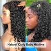 Syntetiskt S 13x6 Curly Baby Hair Edges 30 34 Inch Deep Wave Lace Front Human Transparent HD Frontal Clre 231115