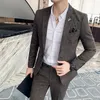 Men's Suits Blazers Blazer Pants Highend Brand Formal Business Plaid Mens Suit Groom Wedding Dress Solid Color Stage Performance Tuxedo S7XL 231114
