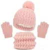 Wholesale Children's Knitted Acrylic Scarf, Gloves, Hat Autumn and Winter Thickened 3 Pieces winter Hats df320