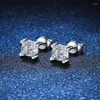 스터드 이어링 공주 컷 Moissanite Diamond Earings 통과 시험 925 Silver D 컬러 보석 여성 2023